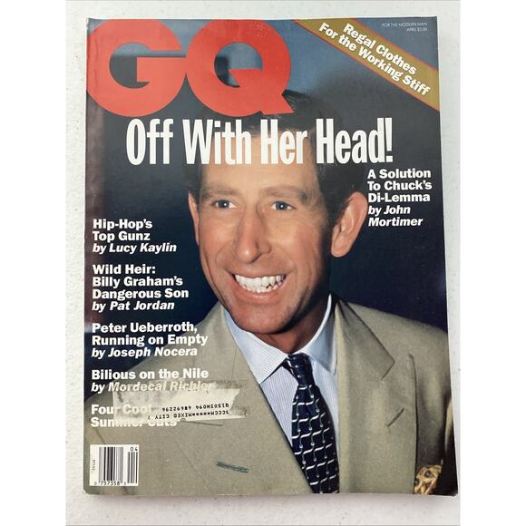 Vintage GQ Magazine April 1993 Prince Charles “Di-Lemma” Ads Mens Cologne - Picture 1 of 12